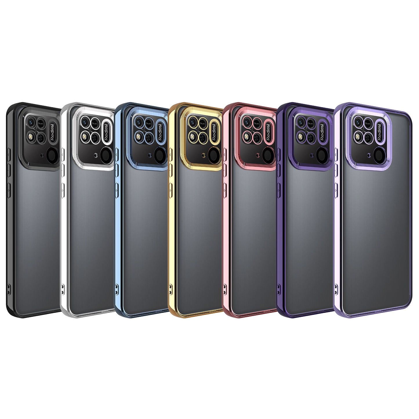 Xiaomi Redmi 10C Kılıf Kamera Korumalı Logo Gösteren Zore Omega Kapak Gümüş