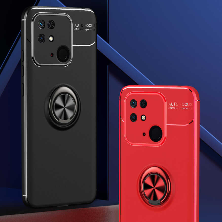 Xiaomi Redmi 10C Kılıf Zore Ravel Silikon Kapak Siyah-Kırmızı