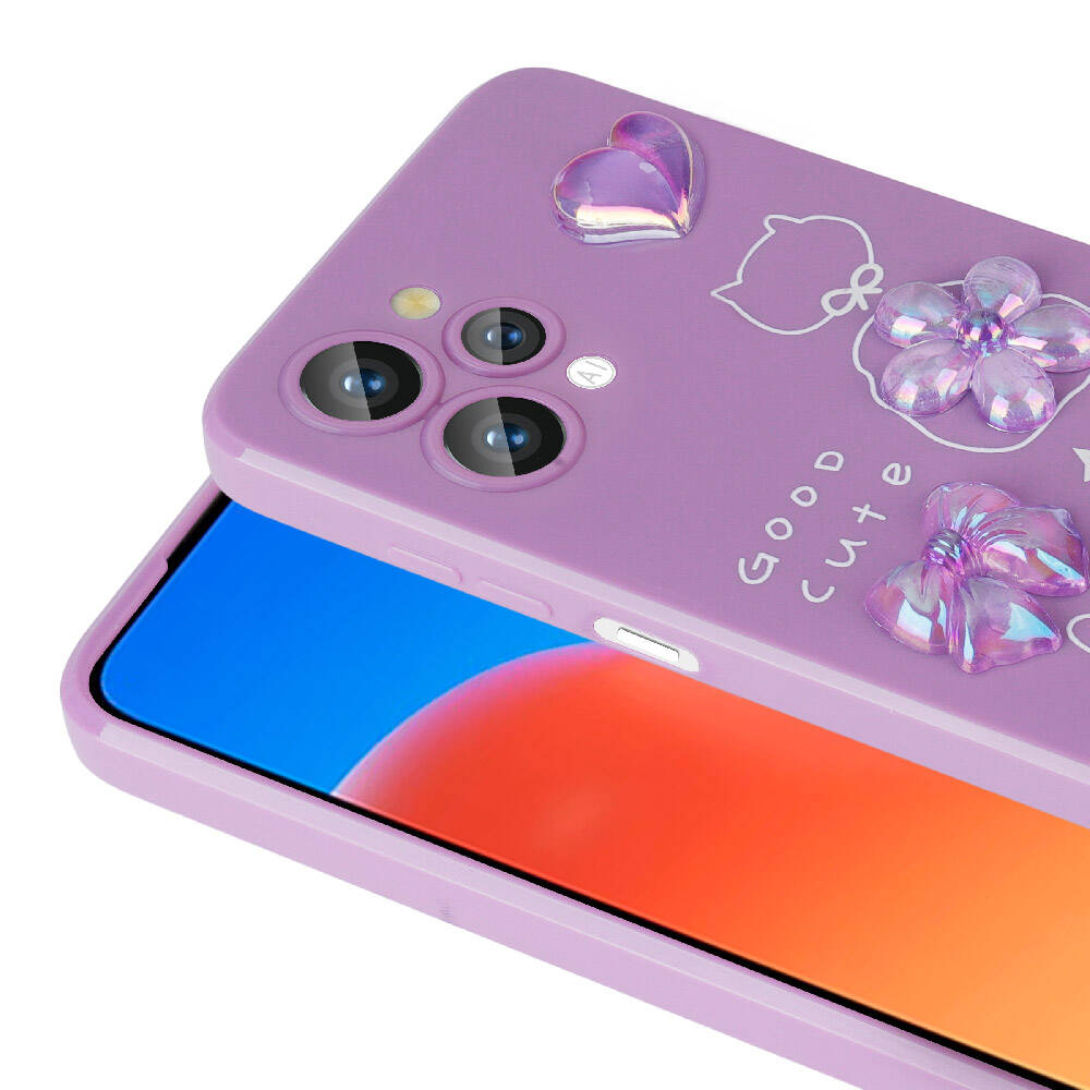 Xiaomi Redmi 12 4G Kılıf Kabartma Figürlü Parlak Zore Toys Silikon Kapak Beyaz