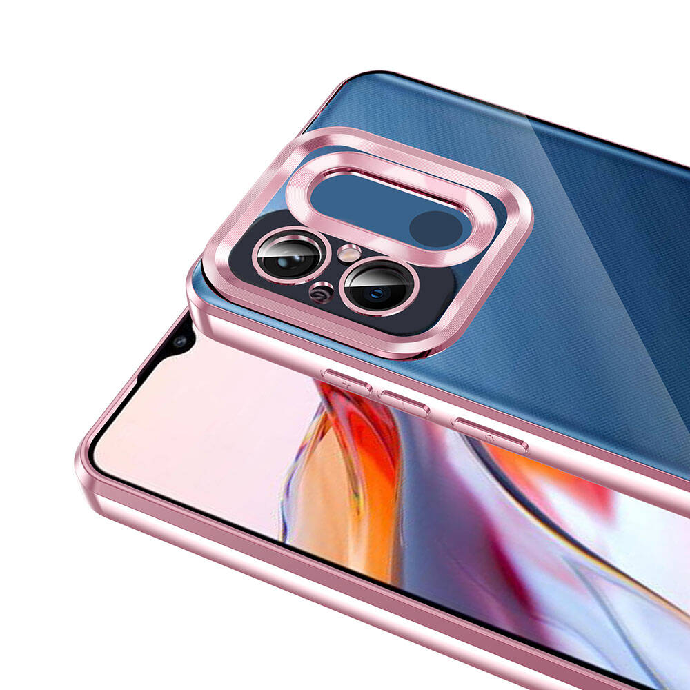 Xiaomi Redmi 12C Kılıf Kamera Korumalı Logo Gösteren Zore Omega Kapak Rose Gold