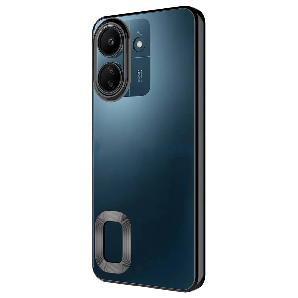 Xiaomi Redmi 13C Kılıf Kamera Korumalı Logo Gösteren Zore Omega Kapak Gümüş