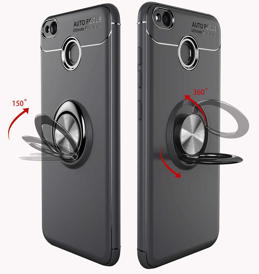 Xiaomi Redmi 4x Kılıf Zore Ravel Silikon Kapak Siyah-Kırmızı