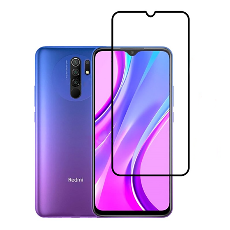Xiaomi Redmi 9 Zore Kenarları Kırılmaya Dayanıklı Cam Ekran Koruyucu Siyah