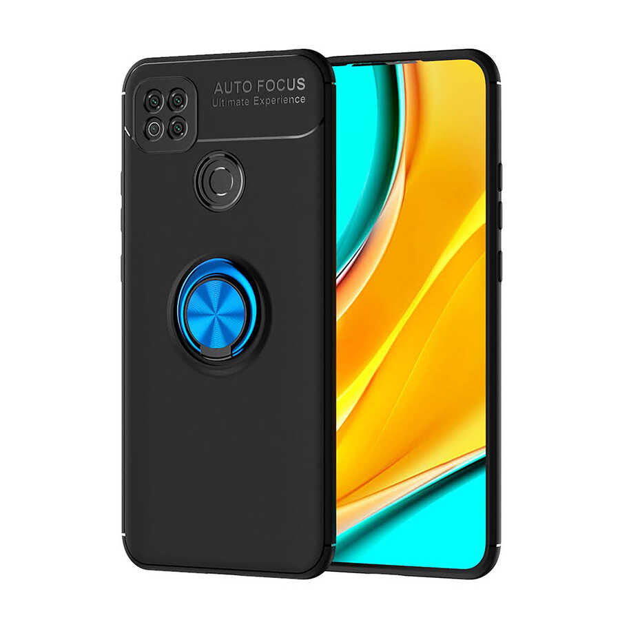 Xiaomi Redmi 9C Kılıf Zore Ravel Silikon Kapak Siyah-Mavi