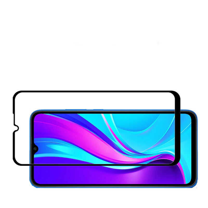 Xiaomi Redmi 9C Zore Kenarları Kırılmaya Dayanıklı Cam Ekran Koruyucu Siyah