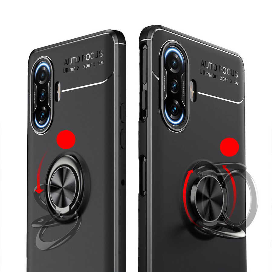 Xiaomi Redmi K40 Gaming Kılıf Zore Ravel Silikon Kapak Siyah-Rose Gold