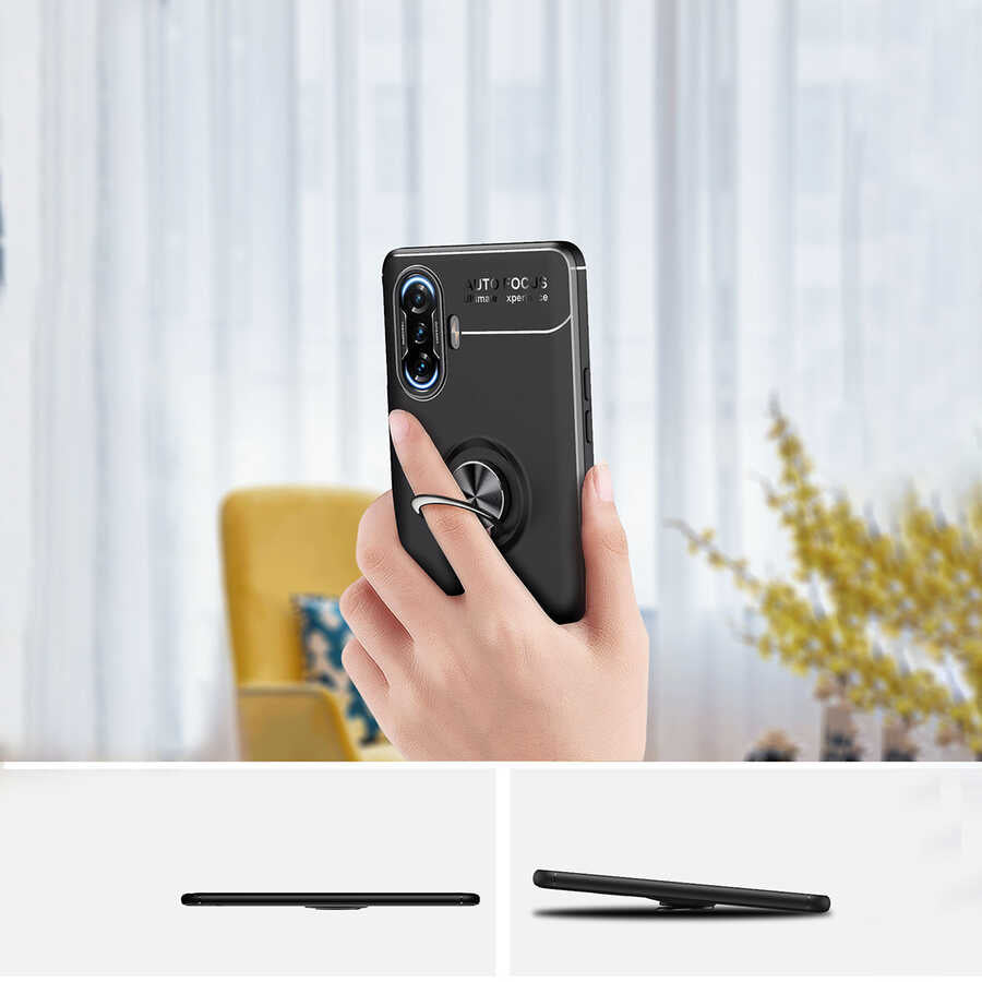 Xiaomi Redmi K40 Gaming Kılıf Zore Ravel Silikon Kapak Siyah-Mavi
