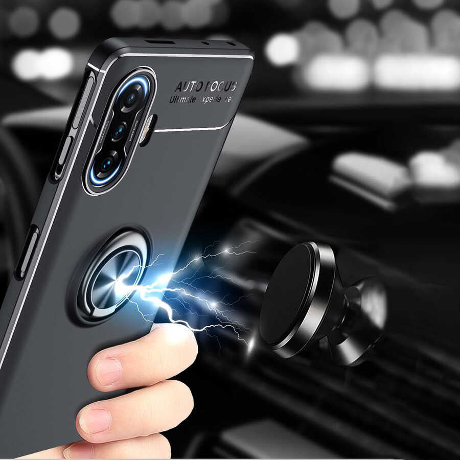 Xiaomi Redmi K40 Gaming Kılıf Zore Ravel Silikon Kapak Siyah-Rose Gold