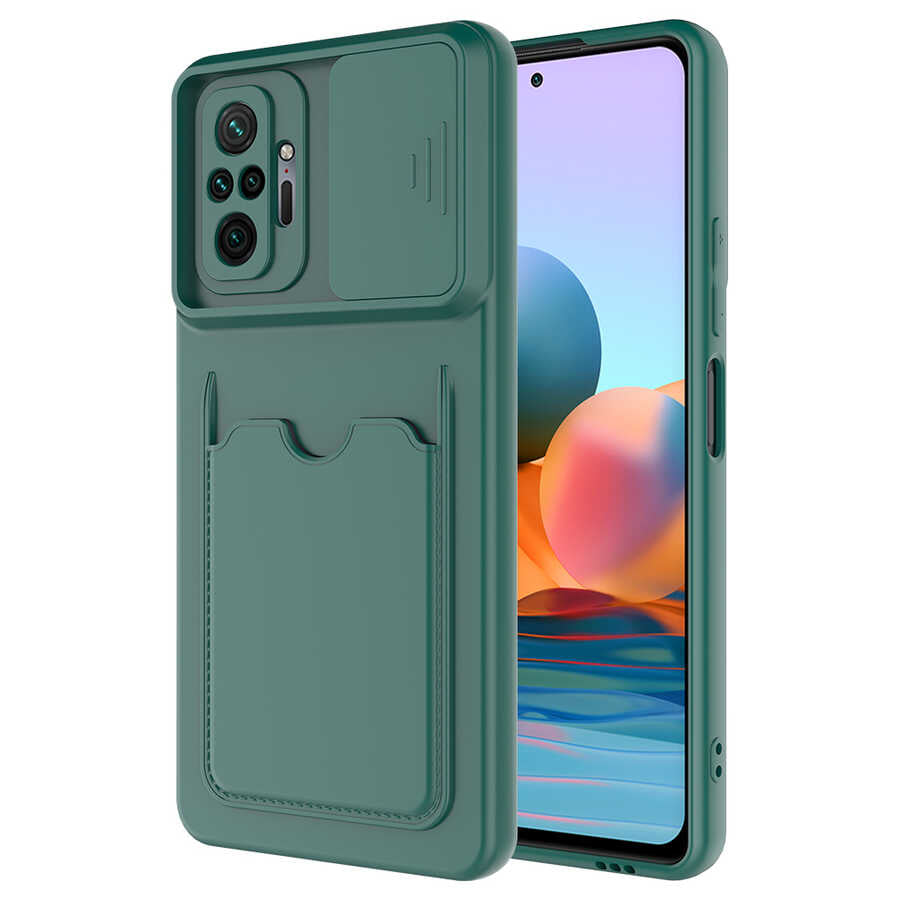 Xiaomi Redmi Note 10 Pro Kılıf Zore Kartix Kapak Koyu Yeşil