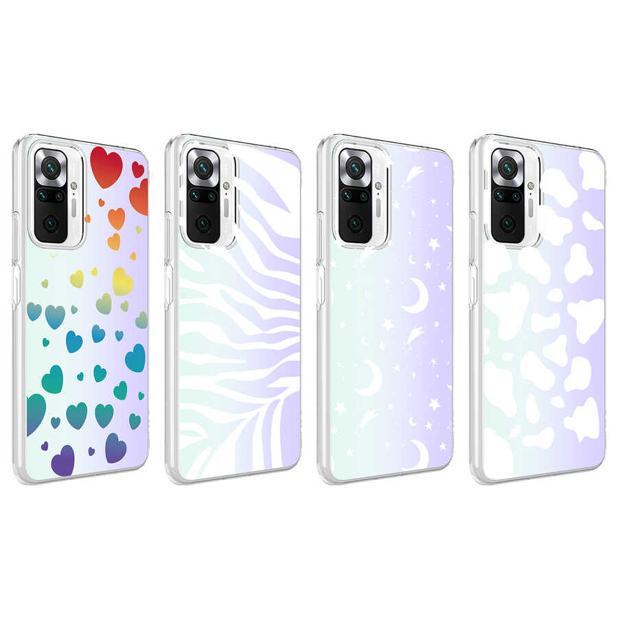 Xiaomi Redmi Note 10 Pro Kılıf Zore M-Blue Desenli Kapak Heart No3