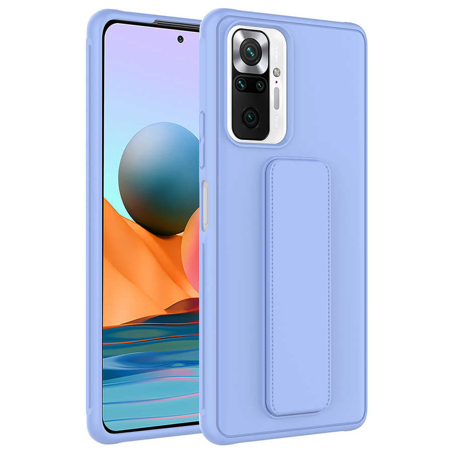 Xiaomi Redmi Note 10 Pro Kılıf Zore Qstand Kapak Lila