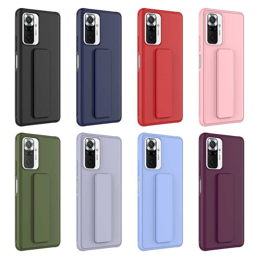Xiaomi Redmi Note 10 Pro Kılıf Zore Qstand Kapak Mürdüm