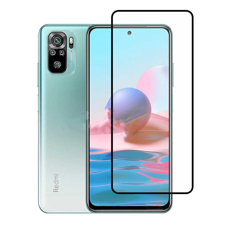 Xiaomi Redmi Note 10S Zore Kenarları Kırılmaya Dayanıklı Cam Ekran Koruyucu Siyah
