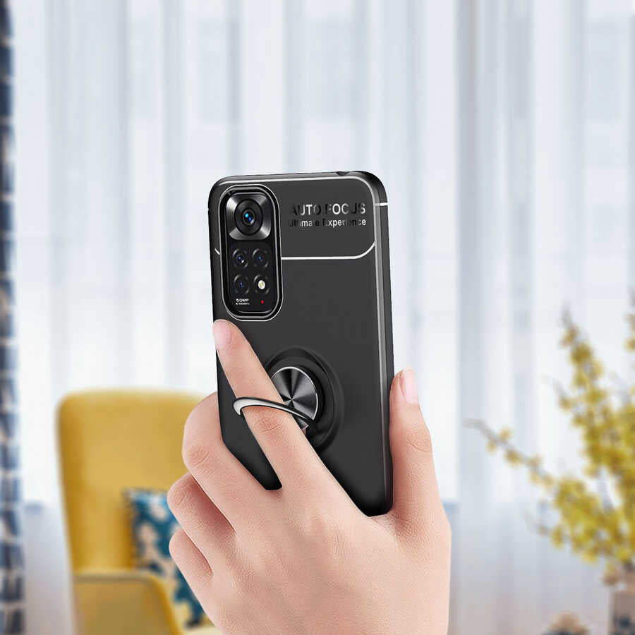 Xiaomi Redmi Note 11 Global Kılıf Zore Ravel Silikon Kapak Siyah-Kırmızı