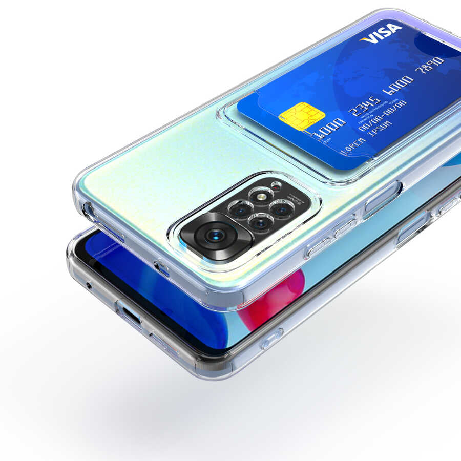 Xiaomi Redmi Note 11 Pro 5G Kılıf Kartlıklı Şeffaf Zore Setra Clear Silikon Kapak Renksiz