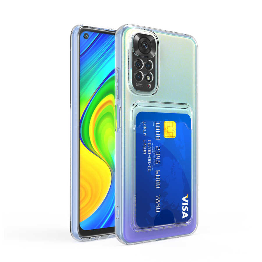 Xiaomi Redmi Note 11 Pro 5G Kılıf Kartlıklı Şeffaf Zore Setra Clear Silikon Kapak Renksiz