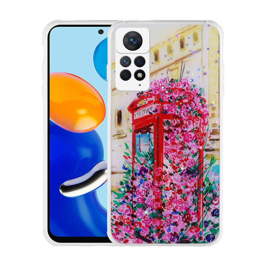 Xiaomi Redmi Note 11 Pro 5G Kılıf Simli Desenli Kamera Korumalı Parlak Zore Popy Kapak Kulübe