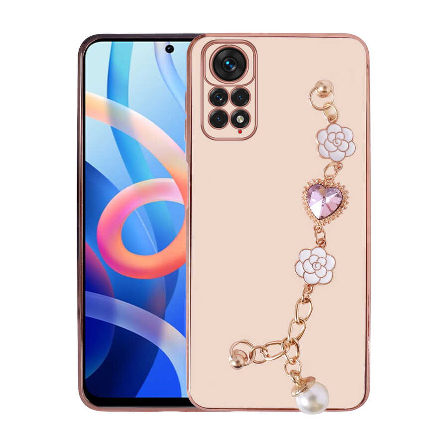 Xiaomi Redmi Note 11S Global Kılıf El Tutamaçlı Kamera Korumalı Zore Taka Silikon Kapak Pembe