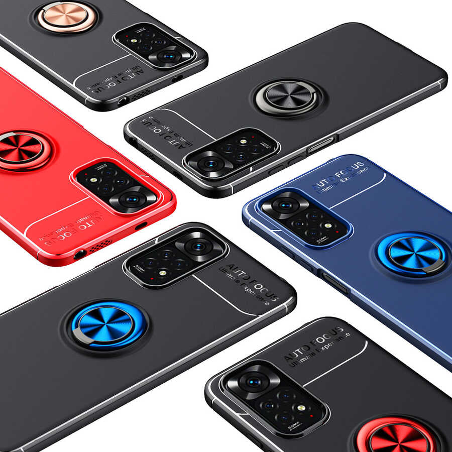 Xiaomi Redmi Note 11S Global Kılıf Zore Ravel Silikon Kapak Siyah-Rose Gold