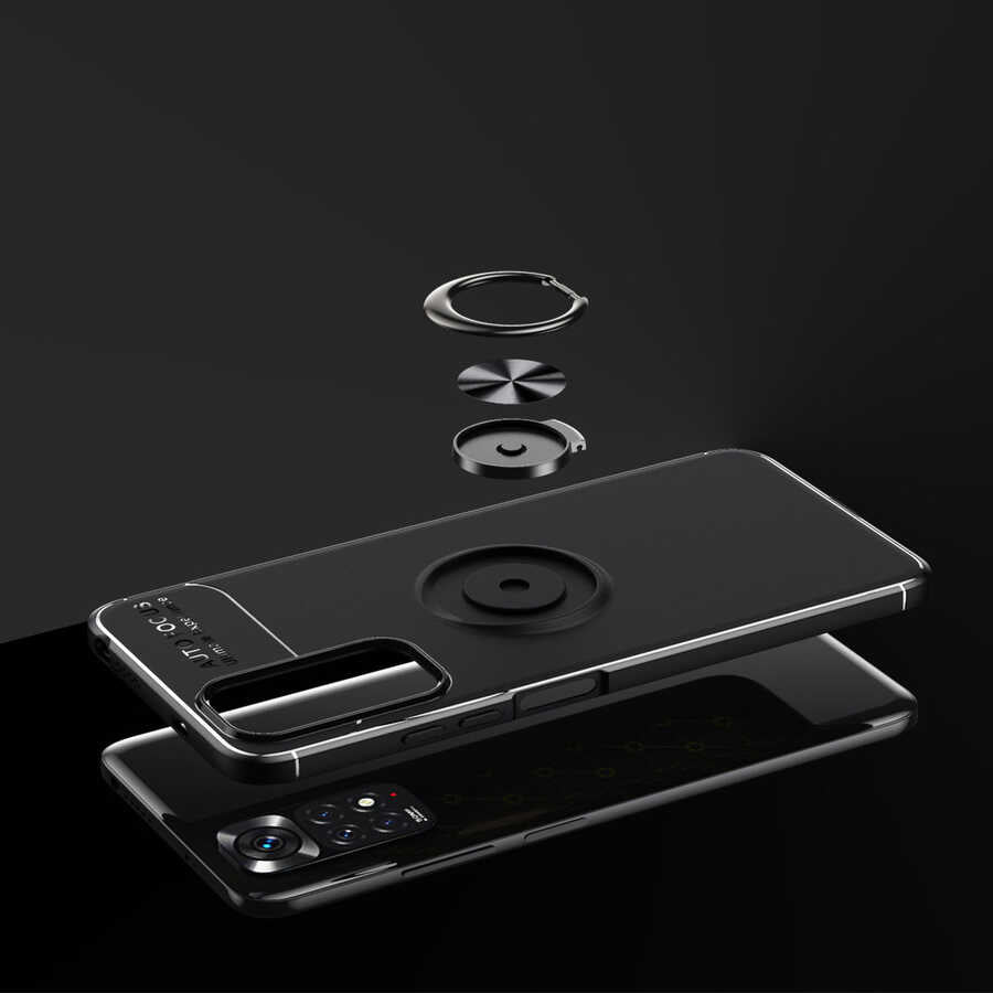 Xiaomi Redmi Note 11S Global Kılıf Zore Ravel Silikon Kapak Siyah-Mavi