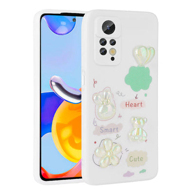 Xiaomi Redmi Note 12 Pro 4G Kılıf Kabartma Figürlü Parlak Zore Toys Silikon Kapak Beyaz