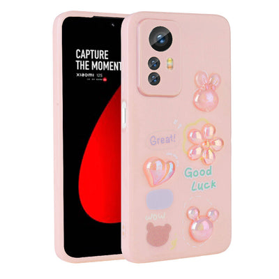 Xiaomi Redmi Note 12S Kılıf Kabartma Figürlü Parlak Zore Toys Silikon Kapak Açık Yeşil