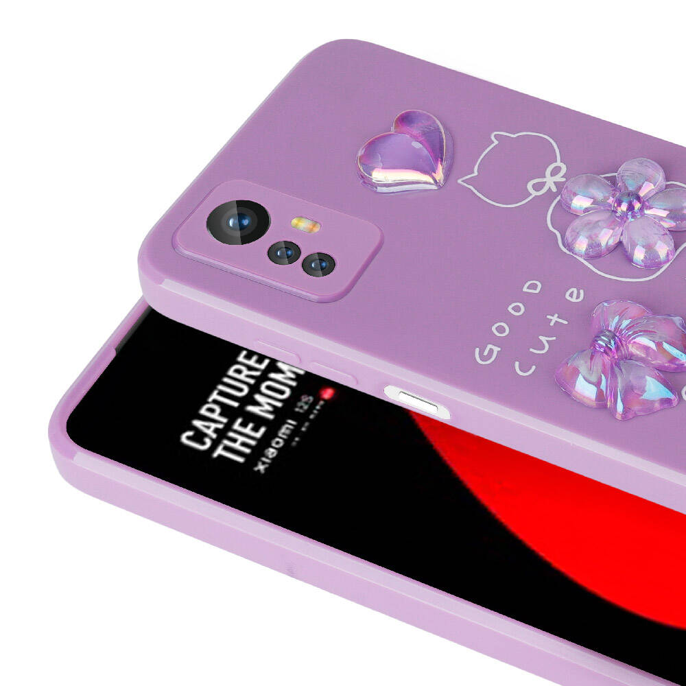 Xiaomi Redmi Note 12S Kılıf Kabartma Figürlü Parlak Zore Toys Silikon Kapak Pembe