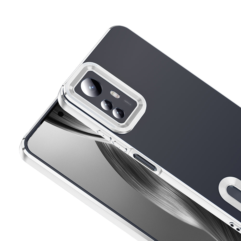 Xiaomi Redmi Note 12S Kılıf Kamera Korumalı Logo Gösteren Zore Omega Kapak Gümüş