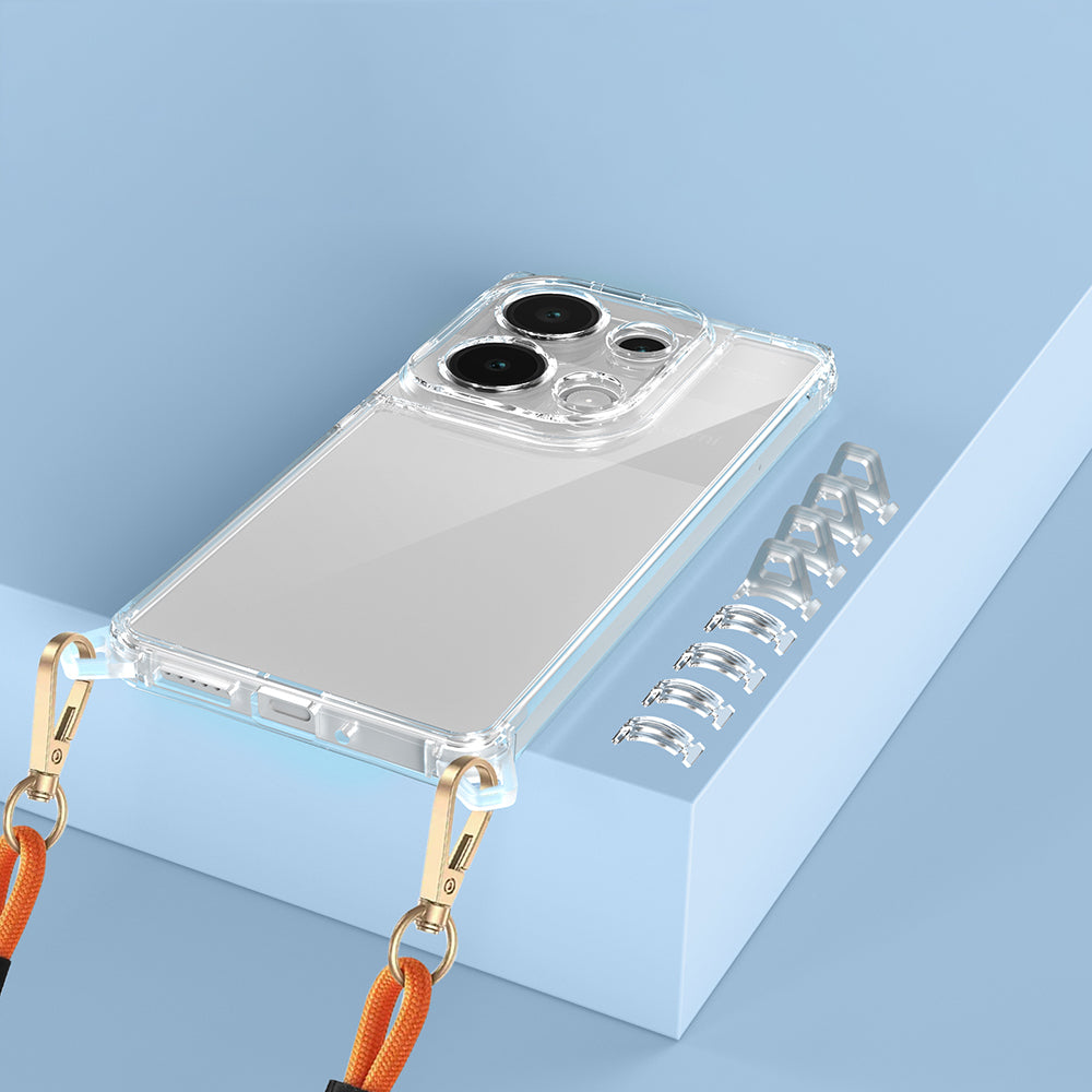 Xiaomi Redmi Note 13 Pro 4G Kılıf Airbagli Takılabilir Askı Aparatlı Zore Snap Silikon Kapak Şeffaf