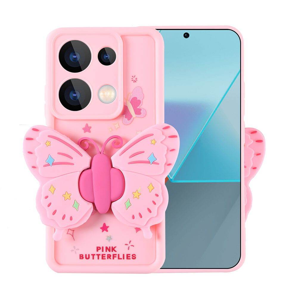 Xiaomi Redmi Note 13 Pro 4G Kılıf Kamera Korumalı Figür Tasarımlı Zore Kapya Kapak Pembe Koyu