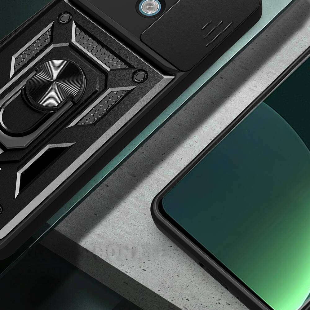 Xiaomi Redmi Note 13 Pro 5G Kılıf Magnetik Standlı Kamera Korumalı Zore Sürgülü Vega Kapak Mavi