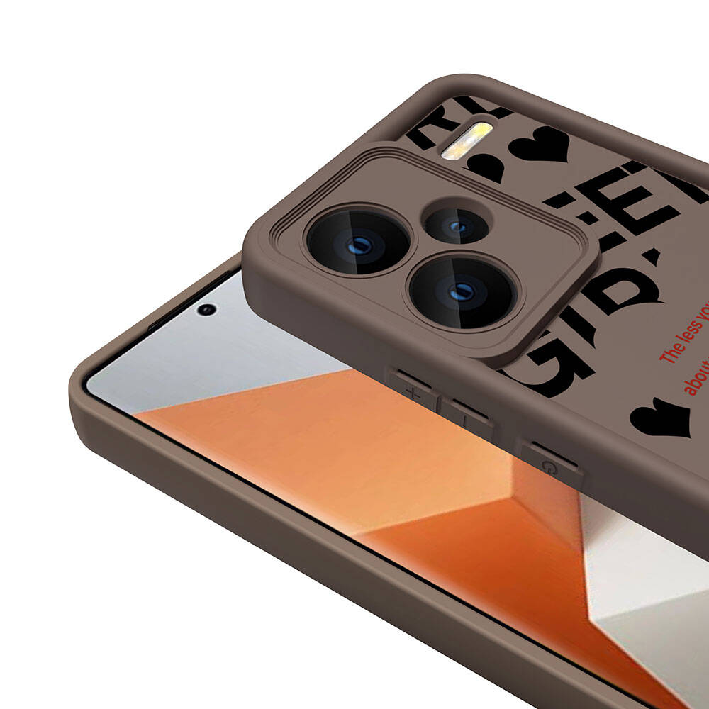 Xiaomi Redmi Note 13 Pro Plus 5G Kılıf Kamera Korumalı Baskılı Arka Yüzey Zore Klas Kapak Açık Kahve