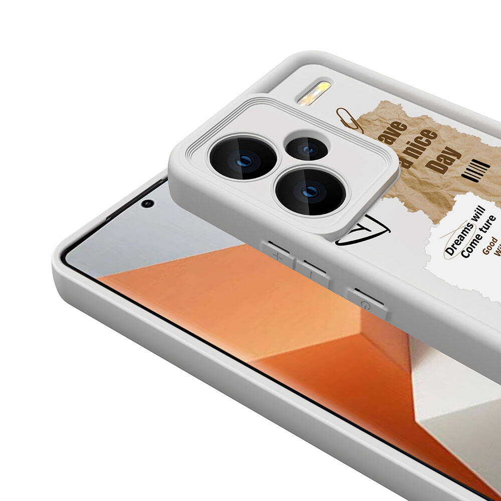 Xiaomi Redmi Note 13 Pro Plus 5G Kılıf Kamera Korumalı Baskılı Arka Yüzey Zore Klas Kapak Açık Kahve