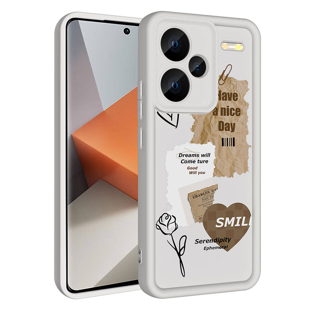 Xiaomi Redmi Note 13 Pro Plus 5G Kılıf Kamera Korumalı Baskılı Arka Yüzey Zore Klas Kapak Açık Kahve