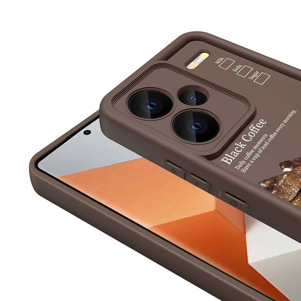 Xiaomi Redmi Note 13 Pro Plus 5G Kılıf Kamera Korumalı Baskılı Arka Yüzey Zore Klas Kapak Açık Kahve