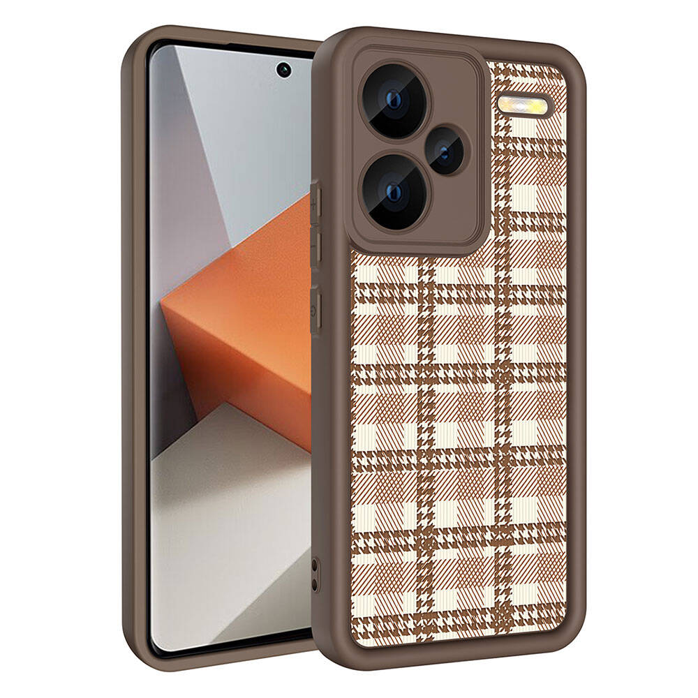 Xiaomi Redmi Note 13 Pro Plus 5G Kılıf Kamera Korumalı Baskılı Arka Yüzey Zore Klas Kapak Açık Kahve