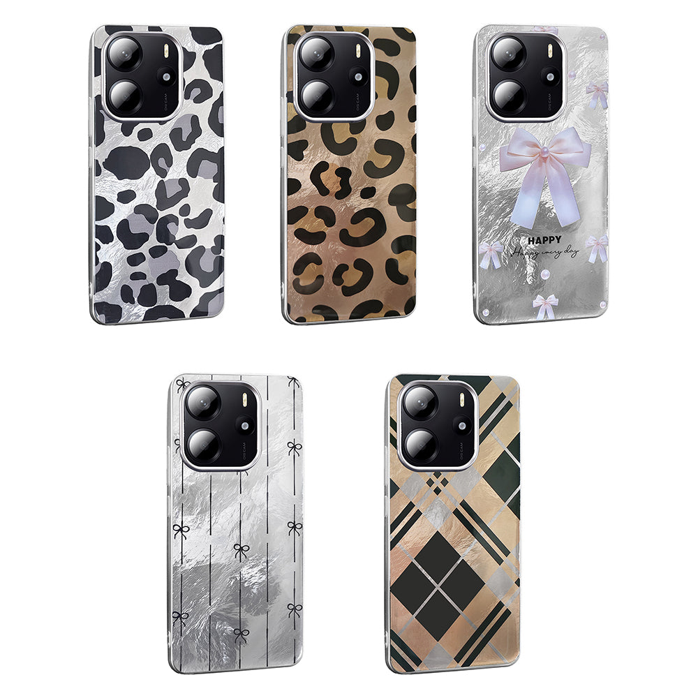 Xiaomi Redmi Note 14 4G Kılıf Desenli Zore Mep Kapak Gold Leopar