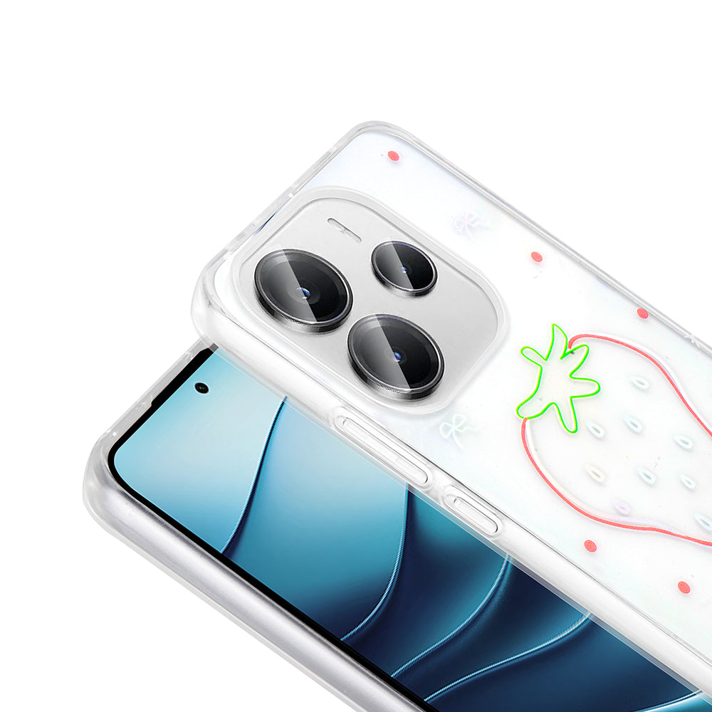 Xiaomi Redmi Note 14 4G Kılıf Şeffaf Figürlü Zore Folk Sert Kapak Papatya