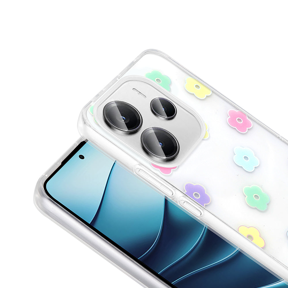Xiaomi Redmi Note 14 4G Kılıf Şeffaf Figürlü Zore Folk Sert Kapak Papatya