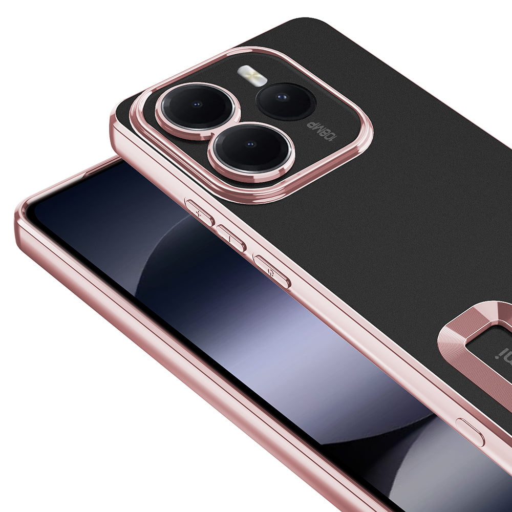 Xiaomi Redmi Note 14 5G Kılıf Kamera Korumalı Logo Gösteren Zore Omega Kapak Rose Gold