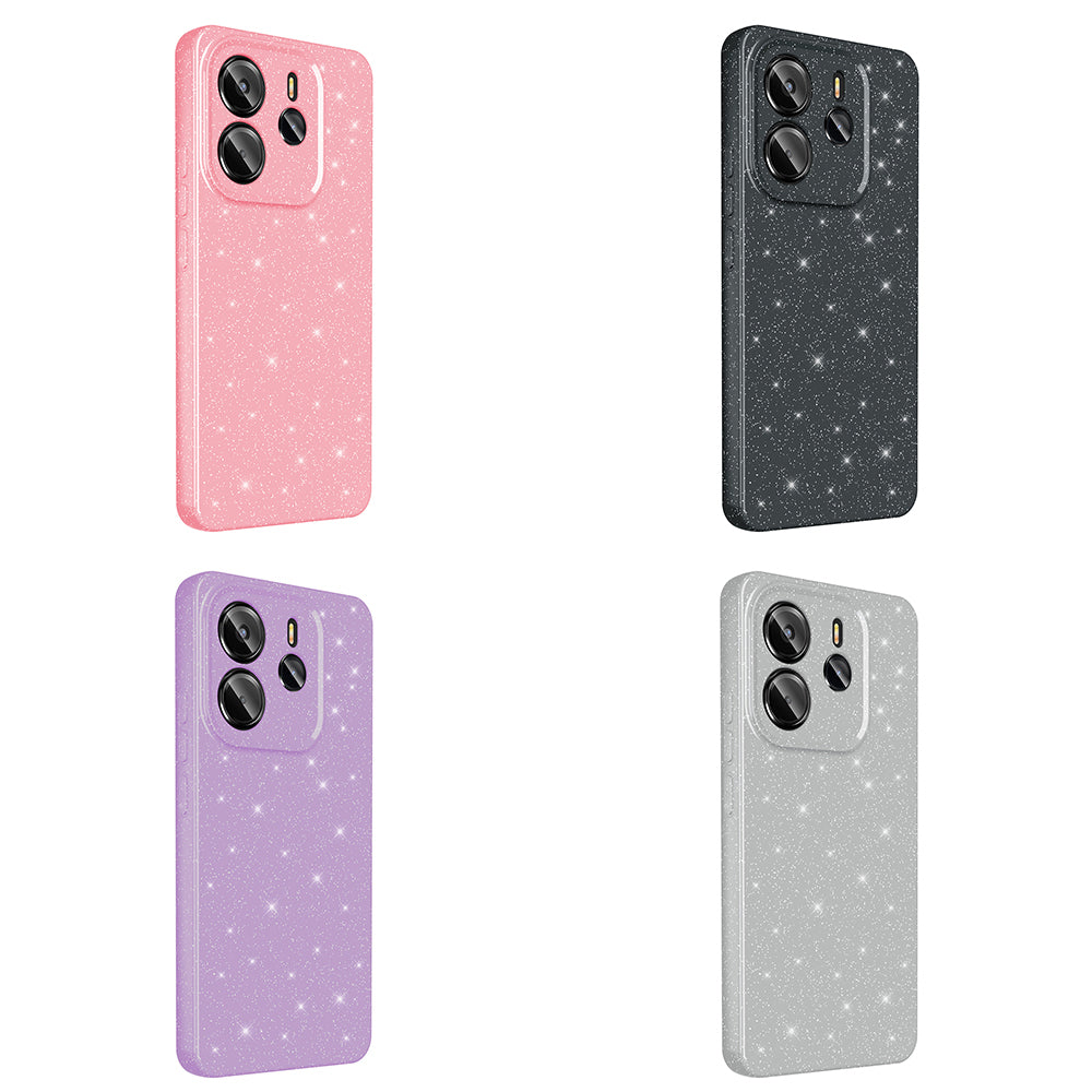 Xiaomi Redmi Note 14 Kılıf Kamera Korumalı Simli Lüks Zore Koton Kapak Lila