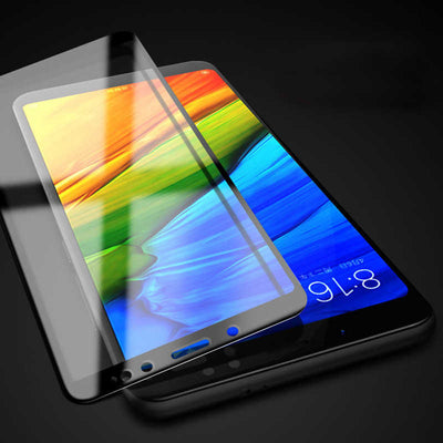 Xiaomi Redmi Note 5 Pro Zore Kenarları Kırılmaya Dayanıklı Cam Ekran Koruyucu Siyah