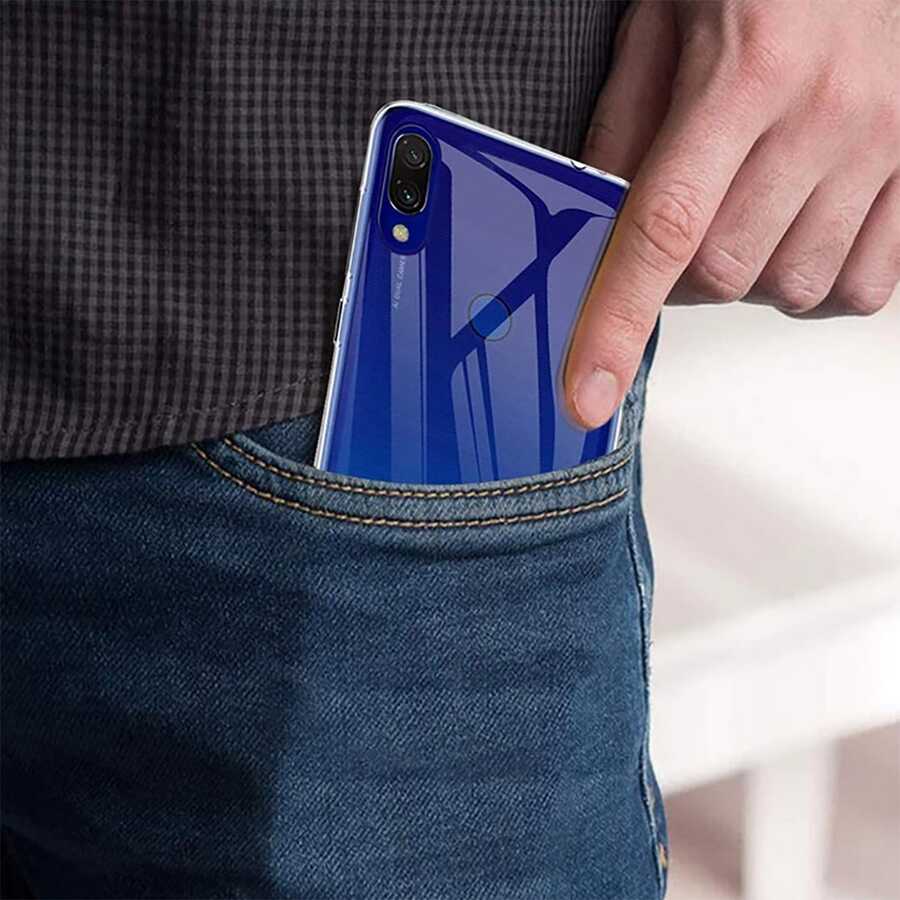 Xiaomi Redmi Note 7 Kılıf Zore Kamera Korumalı Süper Silikon Kapak Renksiz