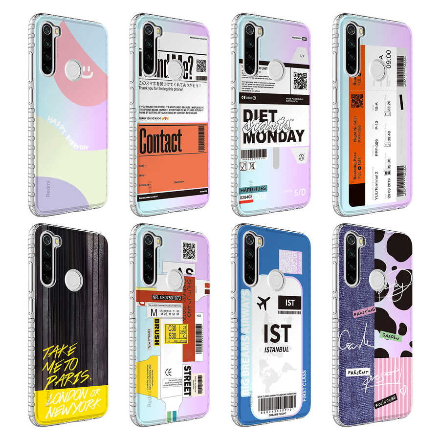 Xiaomi Redmi Note 8 Kılıf Airbag Kenarlı Renkli Desenli Silikon Zore Elegans Kapak NO2