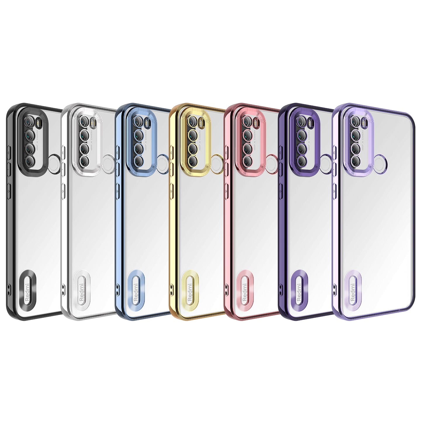 Xiaomi Redmi Note 8 Kılıf Kamera Korumalı Logo Gösteren Zore Omega Kapak Gold