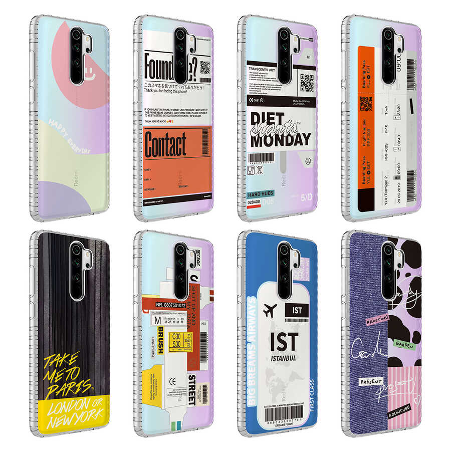 Xiaomi Redmi Note 8 Pro Kılıf Airbag Kenarlı Renkli Desenli Silikon Zore Elegans Kapak NO4