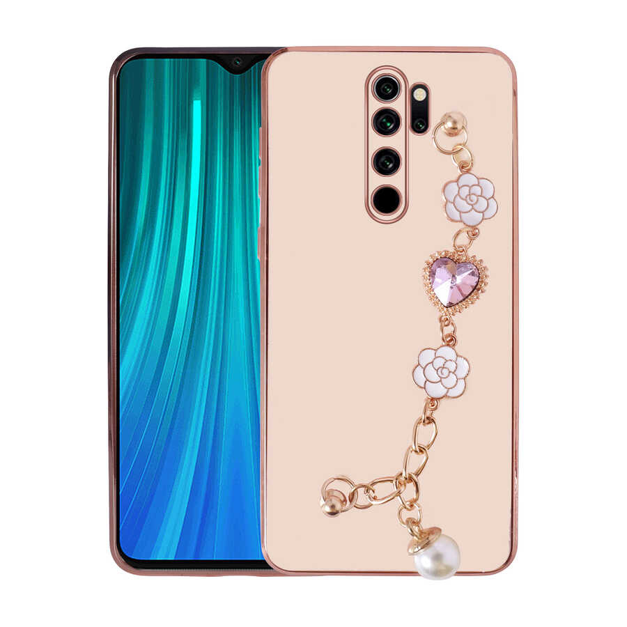 Xiaomi Redmi Note 8 Pro Kılıf El Tutamaçlı Kamera Korumalı Zore Taka Silikon Kapak Pembe