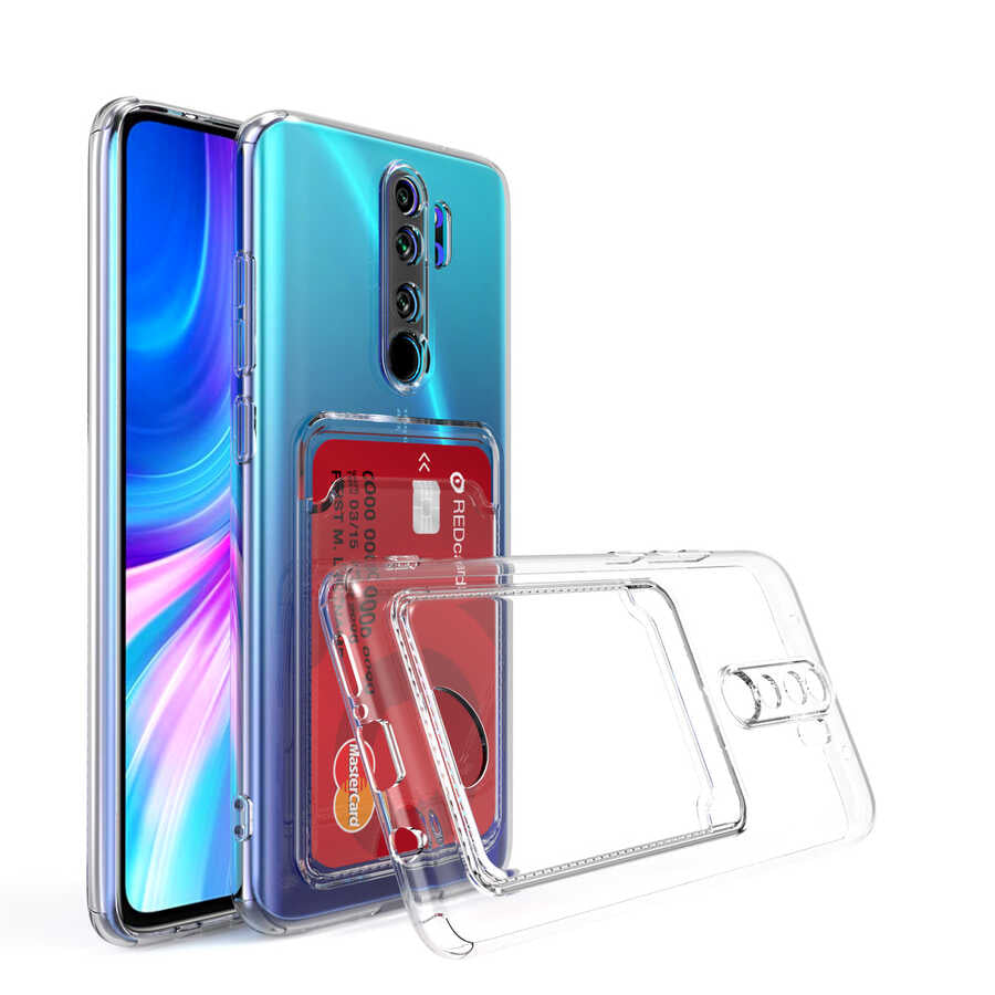 Xiaomi Redmi Note 8 Pro Kılıf Kartlıklı Şeffaf Zore Setra Clear Silikon Kapak Renksiz