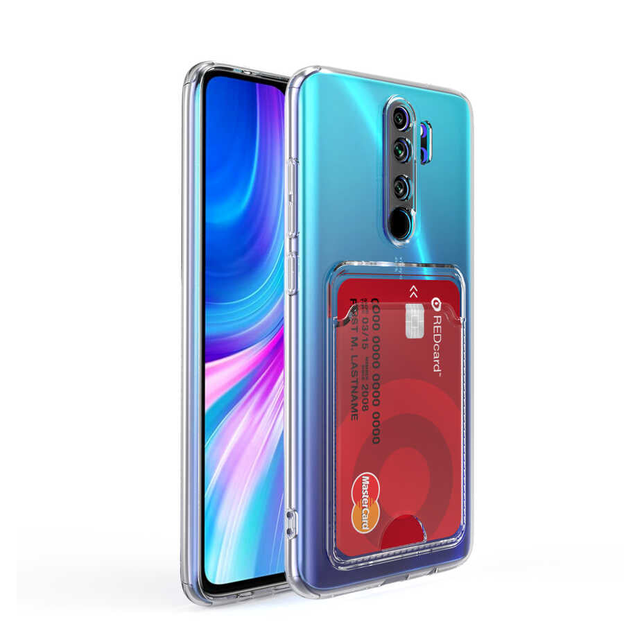 Xiaomi Redmi Note 8 Pro Kılıf Kartlıklı Şeffaf Zore Setra Clear Silikon Kapak Renksiz