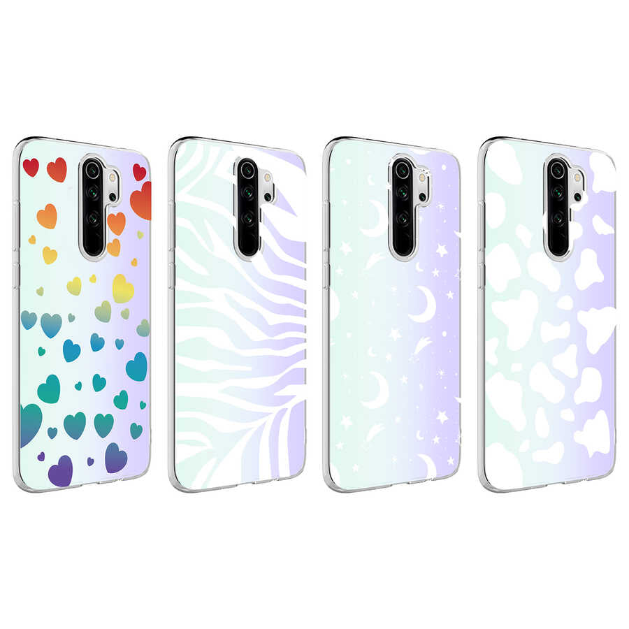 Xiaomi Redmi Note 8 Pro Kılıf Zore M-Blue Desenli Kapak Heart No3
